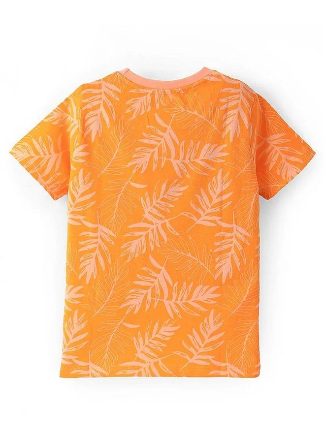 Pine Kids Pine Kids Cotton Knit Half Sleeves Tropical Printed T-Shirt - Orange