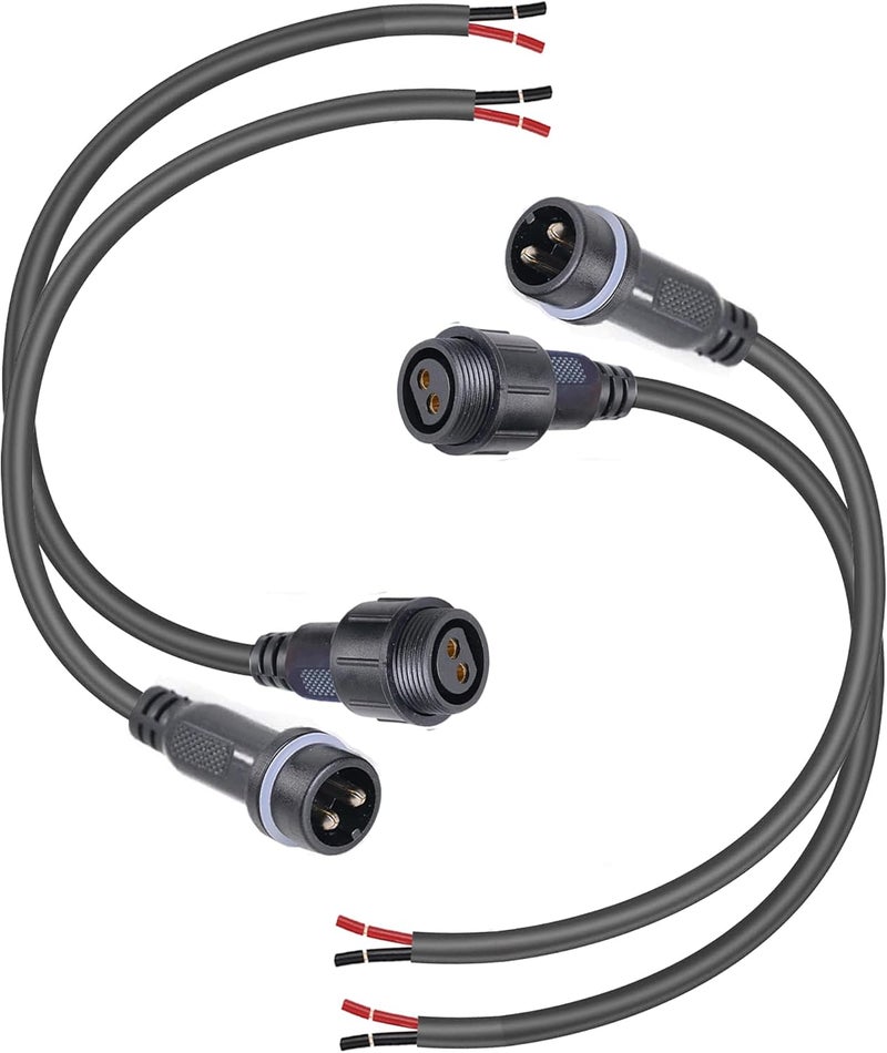 YETOR Waterproof Connectors 2 Wire,12AWG Male Female Plug LED Connector with 2Pin Waterproof Connectors,IP68 25CM Extension Cable for Car, Truck, Boat,LED Strip Lights,(2Pairs) - Image 1