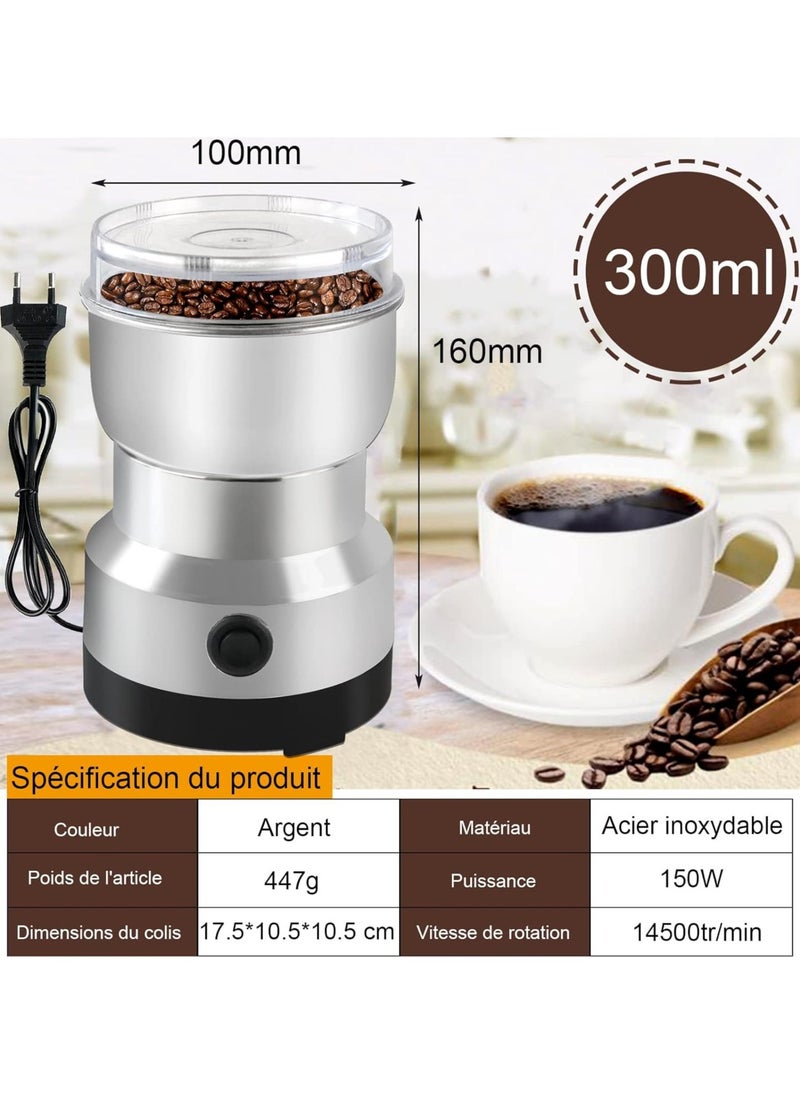 FALMER - 300ml 500W Multifunctional Electric Coffee Grinder, Four Stainless Steel Blades for Fine and Efficient Grinding, for Grinding Coffee Beans, Spices, Flax Seeds and More - Image 1