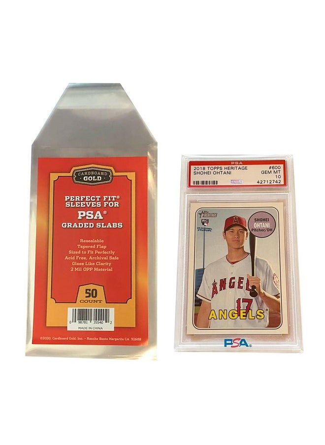 Cardboard Gold - Psa Graded Card Sleeves - Perfect Fit Resealable Sleeves For Psa Graded Baseball, Football, Gaming & Sports Cards, 50 Count Pack - Image 1