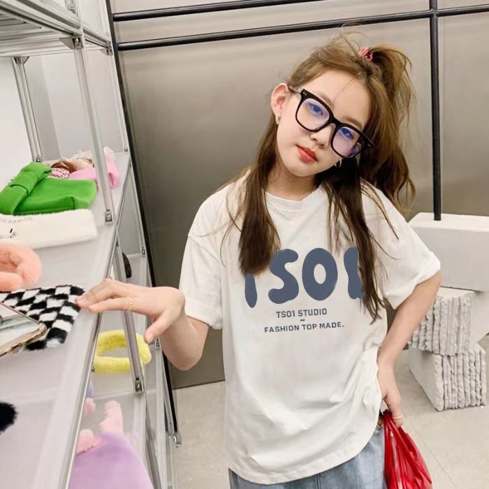 2026 Korean Style Short-Sleeved T-Shirt For Baby Girls, 100% Pure Cotton, Fashionable, Loose, Stylish And Versatile Short-Sleeved T-Shirt - Image 1