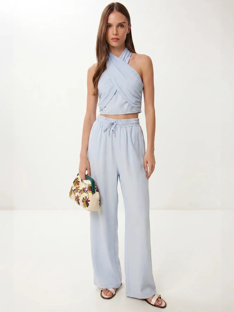 السعادة في إسطنبول ISTANBUL Halter Blouse And Wide-Leg Trousers Set