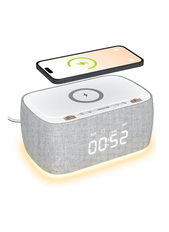 EZVALO - EZVALO 6-in-1 Smart Alarm Clock with Bluetooth Speaker, FM Radio, Wireless Charging Pad, USB-C Fast Charger, Night Light & LED Display - Image 1