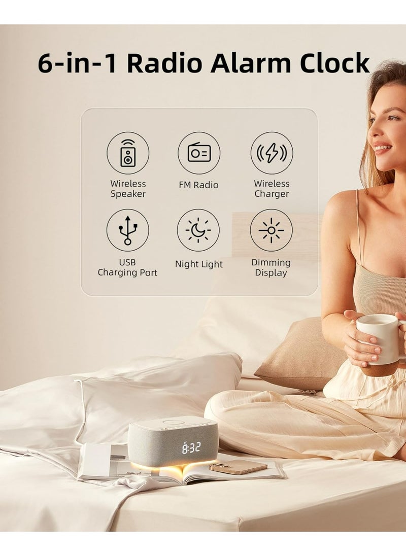 EZVALO - EZVALO 6-in-1 Smart Alarm Clock with Bluetooth Speaker, FM Radio, Wireless Charging Pad, USB-C Fast Charger, Night Light & LED Display - Image 1