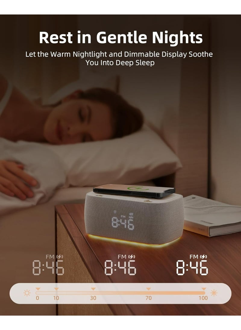 EZVALO - EZVALO 6-in-1 Smart Alarm Clock with Bluetooth Speaker, FM Radio, Wireless Charging Pad, USB-C Fast Charger, Night Light & LED Display - Image 1