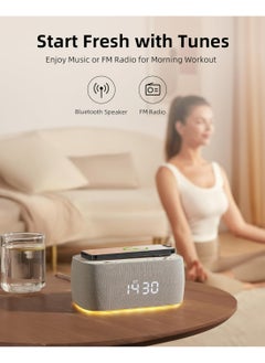 EZVALO EZVALO 6-in-1 Smart Alarm Clock with Bluetooth Speaker, FM Radio, Wireless Charging Pad, USB-C Fast Charger, Night Light & LED Display  - Image 4