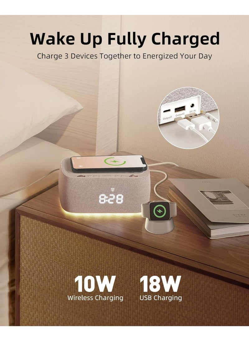 EZVALO - EZVALO 6-in-1 Smart Alarm Clock with Bluetooth Speaker, FM Radio, Wireless Charging Pad, USB-C Fast Charger, Night Light & LED Display - Image 1