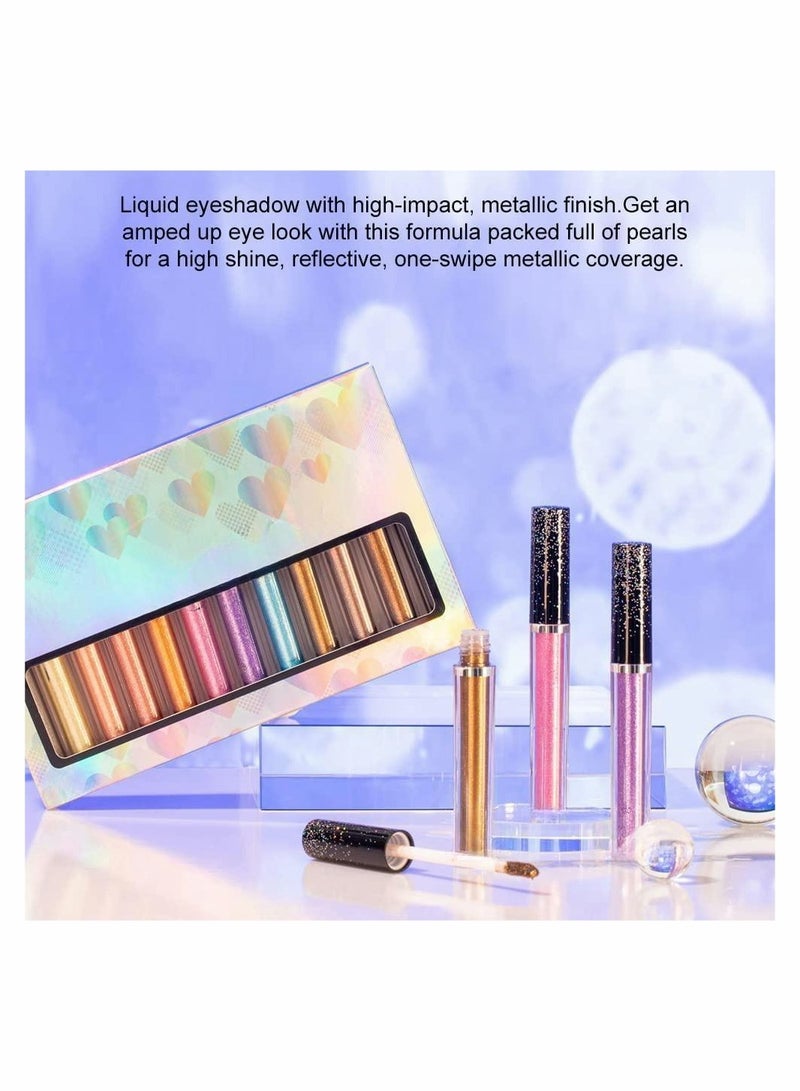 12 Color Metallic Liquid Eyeshadow Set Ultra Creamy Highly Pigmented Long-lasting Makeup Kit for Stunning Eye Looks - Image 1