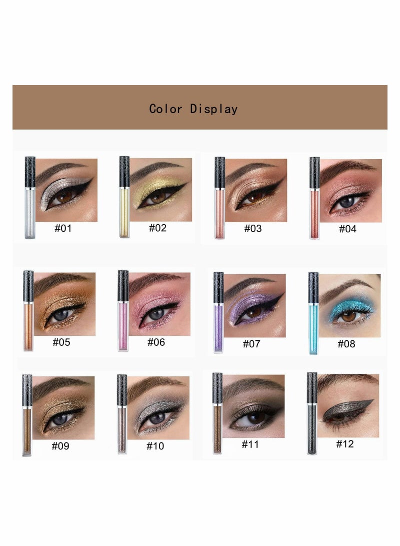 12 Color Metallic Liquid Eyeshadow Set Ultra Creamy Highly Pigmented Long-lasting Makeup Kit for Stunning Eye Looks - Image 4