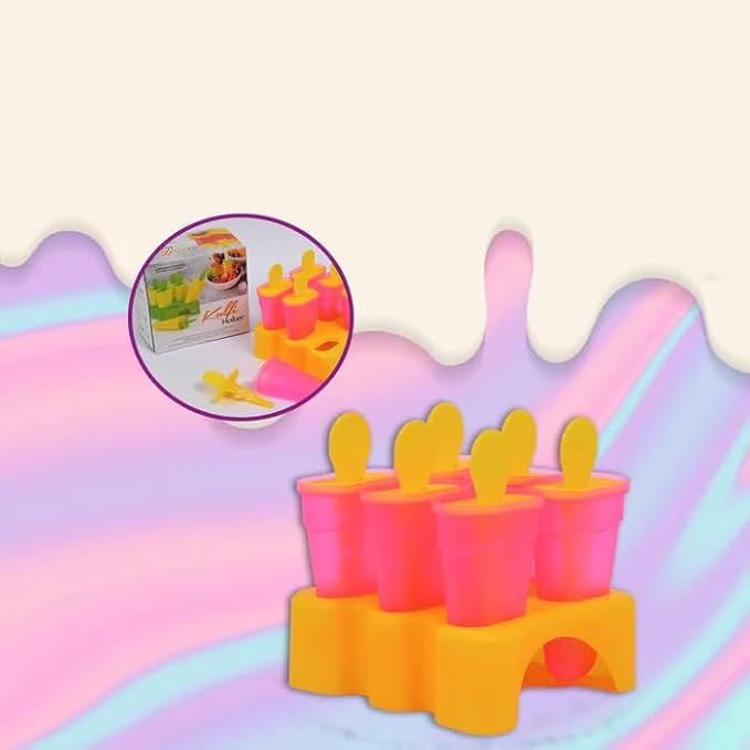 MeeTo PVC Reusable Kulfi Maker Moulds 6Pcs Set Home Made Ice Cream Maker Molds, Food Grade BPA Free Kulfi Maker Tray for Home & Kitchen (Pack of 1) - Image 5