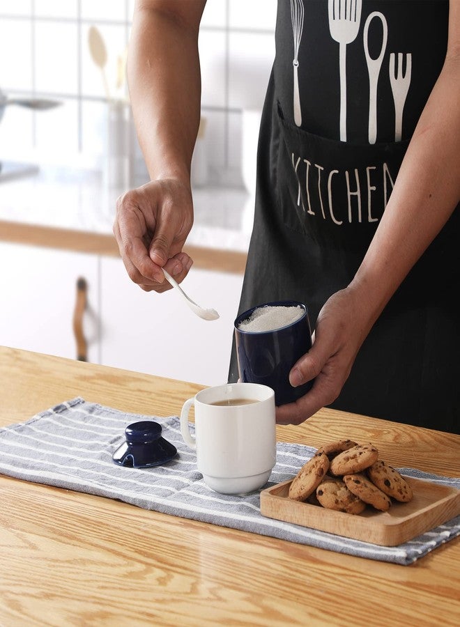 ONTUBE Ceramic Sugar Bowl with Lid and Spoon,Porcelain Seasoning Box Salt Bowl,8oz (Navy) - Image 5