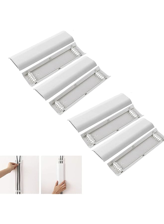 promass Floor Cable Cover Protector, 4 PCS Wall TV Trunking Cable Cover, Length 30cm Wall Raceway, Wall Mount TV Cable Concealer Cord Cover, Cord Raceway Conceal Kit to Hide Cables (White) - Image 1