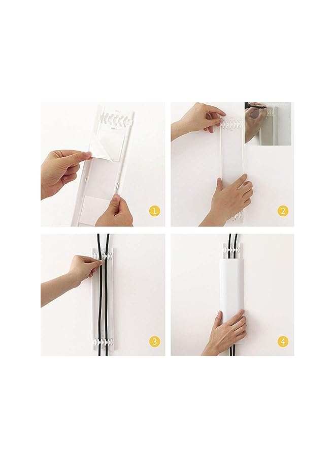promass Floor Cable Cover Protector, 4 PCS Wall TV Trunking Cable Cover, Length 30cm Wall Raceway, Wall Mount TV Cable Concealer Cord Cover, Cord Raceway Conceal Kit to Hide Cables (White) - Image 3
