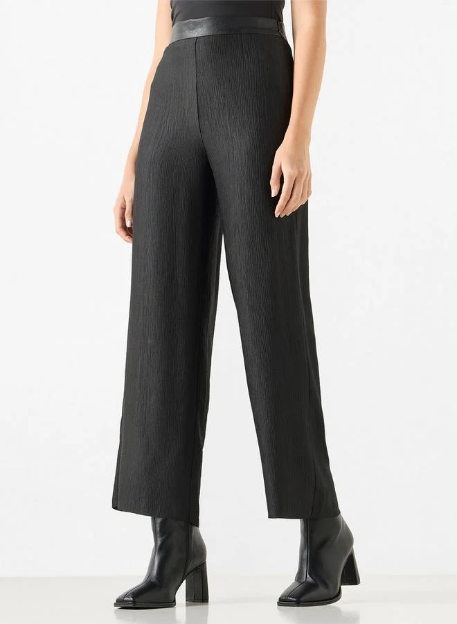 Iconic Iconic Textured Straight Fit Flexi Waist Trousers