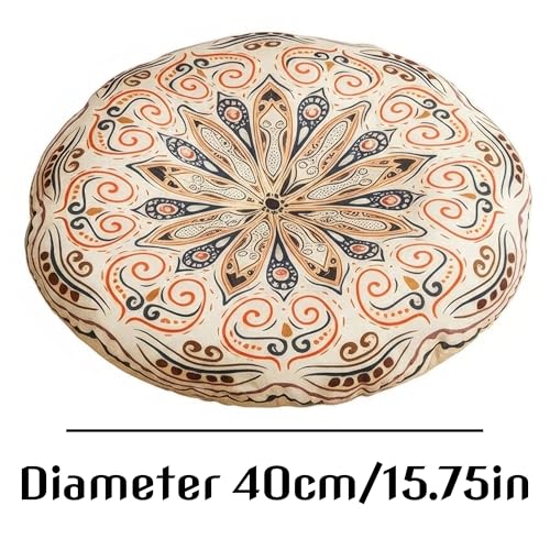 Chiorgone Mandala Round Floor Pillow - 16x16 inch Reversible Cotton Linen Meditation Cushion for Yoga, Balcony & Patio Decor (Floral Bloom) - Image 3