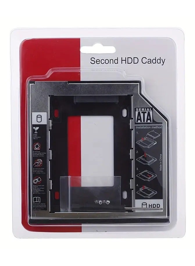9.5mm Hard Drive Caddy Tray – 2nd 2.5" SATA HDD/SSD Caddy Adapter Replacement for DVD/CD-ROM Optical Drive Bay, Compatible with Dell, HP, Lenovo, Acer & ASUS Laptops - Image 1