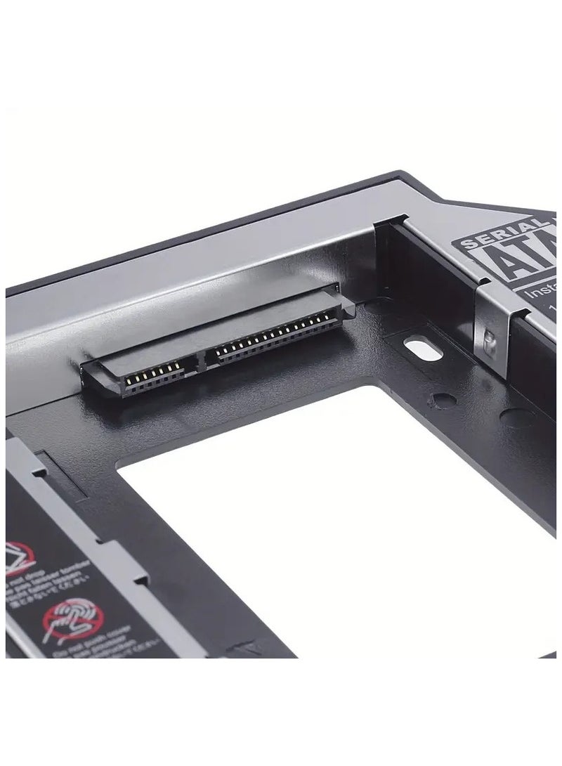 9.5mm Hard Drive Caddy Tray – 2nd 2.5" SATA HDD/SSD Caddy Adapter Replacement for DVD/CD-ROM Optical Drive Bay, Compatible with Dell, HP, Lenovo, Acer & ASUS Laptops - Image 2