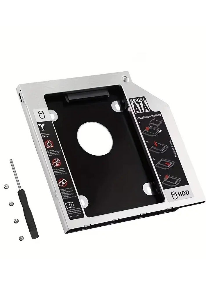 9.5mm Hard Drive Caddy Tray – 2nd 2.5" SATA HDD/SSD Caddy Adapter Replacement for DVD/CD-ROM Optical Drive Bay, Compatible with Dell, HP, Lenovo, Acer & ASUS Laptops - Image 3