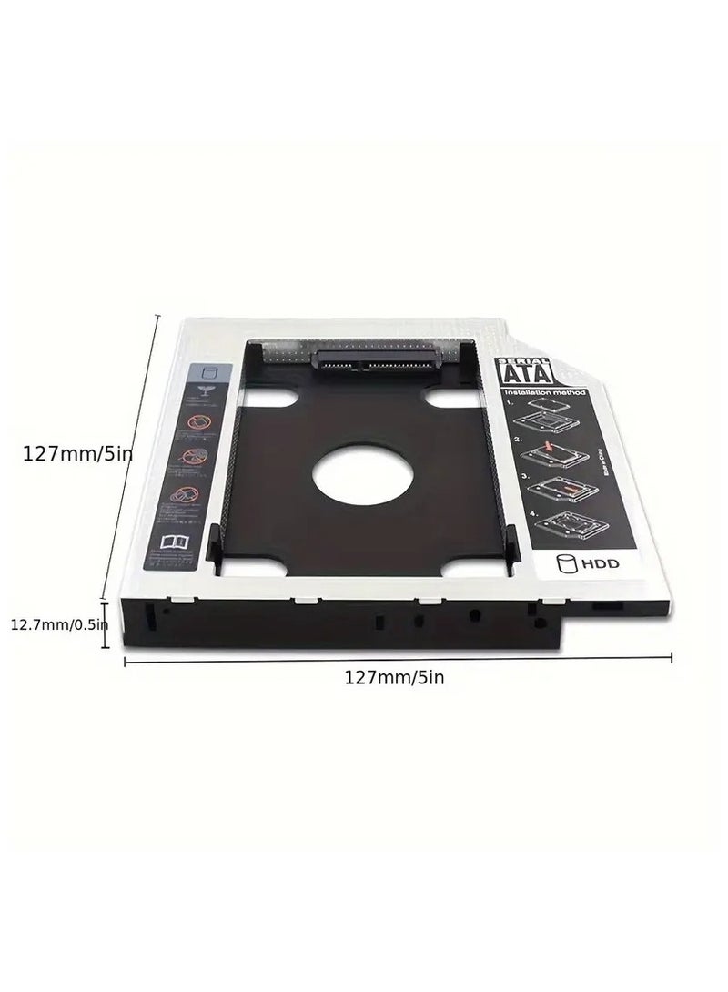 9.5mm Hard Drive Caddy Tray – 2nd 2.5" SATA HDD/SSD Caddy Adapter Replacement for DVD/CD-ROM Optical Drive Bay, Compatible with Dell, HP, Lenovo, Acer & ASUS Laptops - Image 4