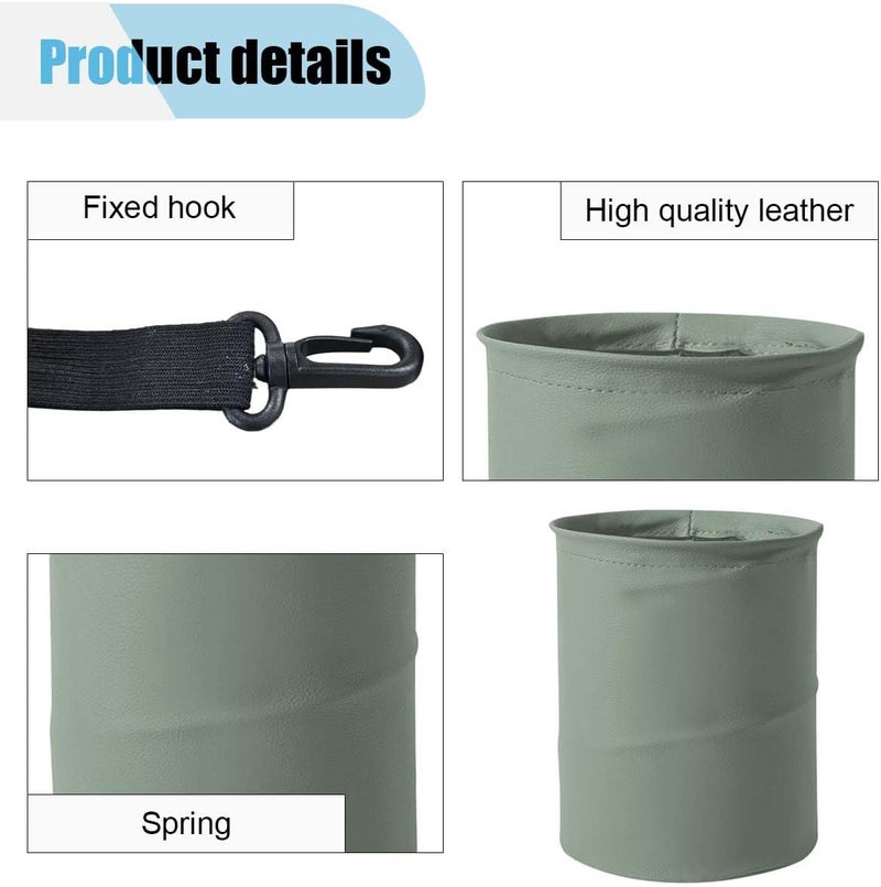 LHDOS Car Trash Can, PU Leather Waterproof Leak Proof Car Garbage Can, Collapsible Pop Up Car Trash Bin, Multipurpose Foldable Car Trash Bag, Portable Storage Bag for Car Interior Hanging (Grey) - Image 5