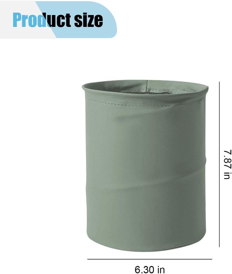 LHDOS Car Trash Can, PU Leather Waterproof Leak Proof Car Garbage Can, Collapsible Pop Up Car Trash Bin, Multipurpose Foldable Car Trash Bag, Portable Storage Bag for Car Interior Hanging (Grey) - Image 1