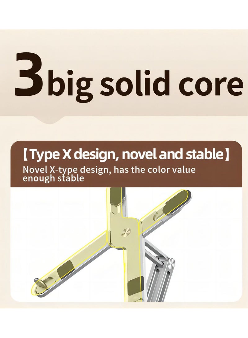 MCHOSE Adjustable Laptop Stand, 360° Rotating Desktop Cooling Stand, Foldable Aluminum Alloy Stand, Height Adjustable up to 26.5cm, Maximum Load 10kg, X-Type Design for Better Heat Dissipation, Retractable Silicone Pads, Ideal for Office & Entertainment Use - Image 4