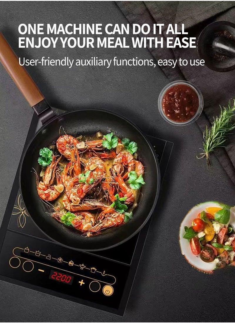 Beirui - Induction cooktop Infrared induction cooktop 2200W, intelligent temperature control 8 cooking modes, 4-digit LED display, 24-hour preset timer, overheat protection, microcrystalline plate - Image 1