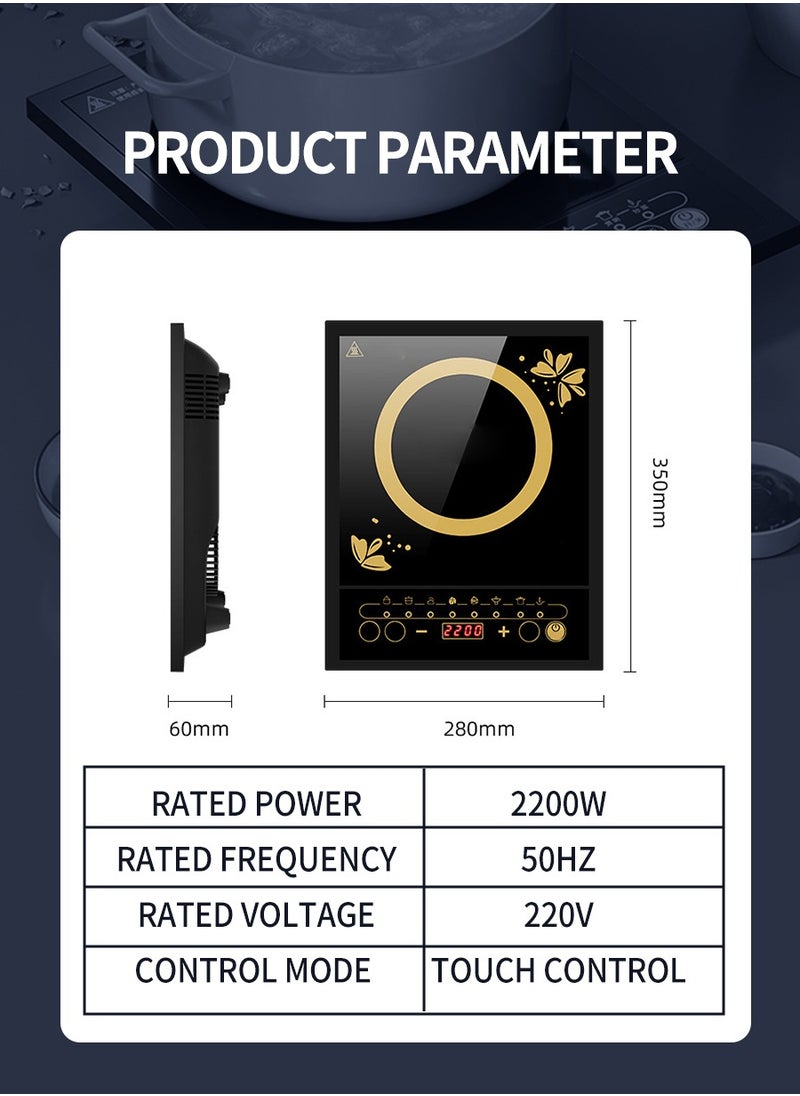 Beirui - Induction cooktop Infrared induction cooktop 2200W, intelligent temperature control 8 cooking modes, 4-digit LED display, 24-hour preset timer, overheat protection, microcrystalline plate - Image 1