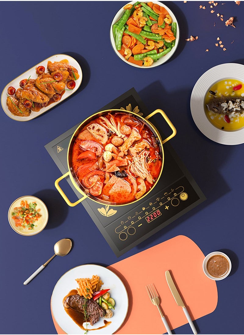 Beirui - Induction cooktop Infrared induction cooktop 2200W, intelligent temperature control 8 cooking modes, 4-digit LED display, 24-hour preset timer, overheat protection, microcrystalline plate - Image 1
