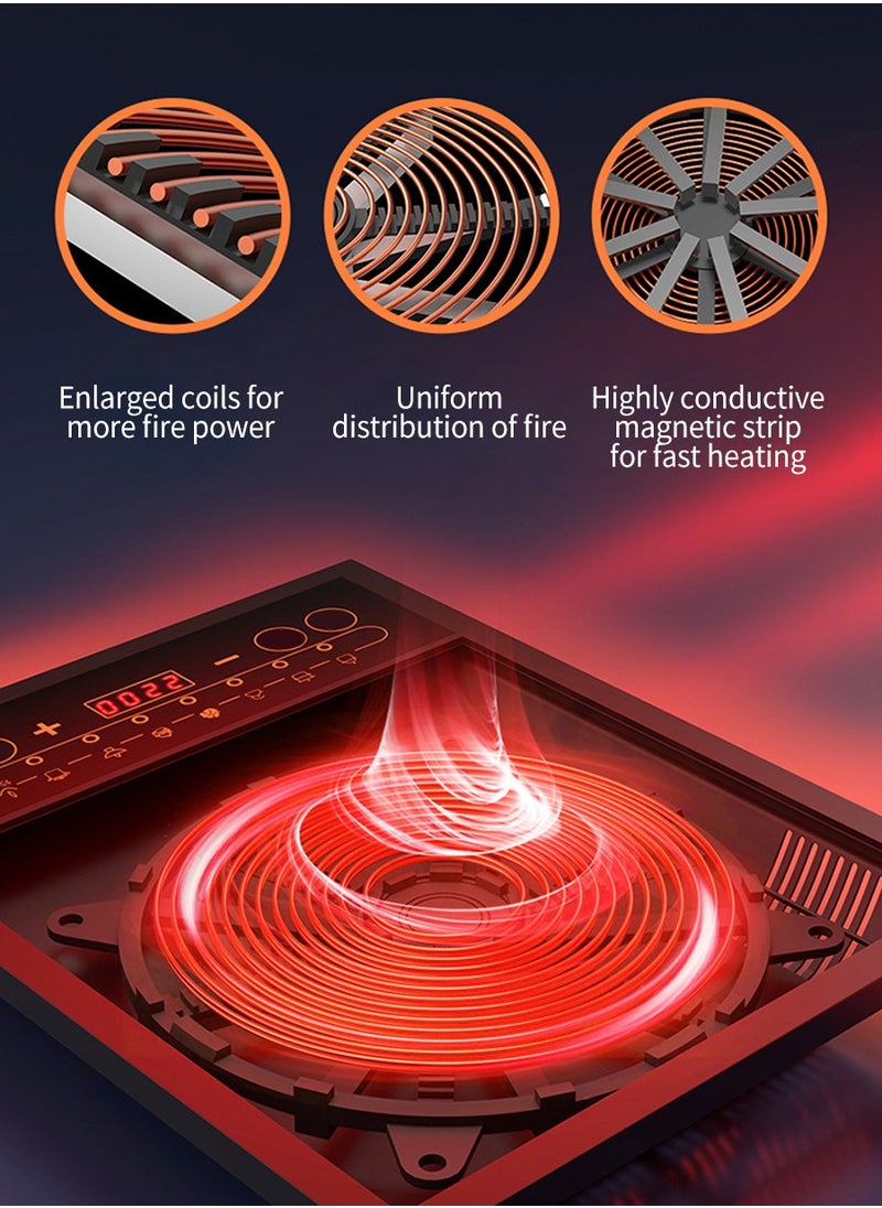 Beirui - Induction cooktop Infrared induction cooktop 2200W, intelligent temperature control 8 cooking modes, 4-digit LED display, 24-hour preset timer, overheat protection, microcrystalline plate - Image 1