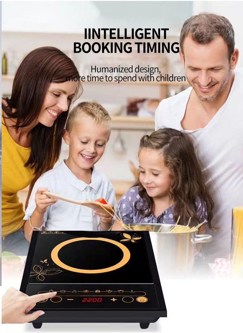 Beirui - Induction cooktop Infrared induction cooktop 2200W, intelligent temperature control 8 cooking modes, 4-digit LED display, 24-hour preset timer, overheat protection, microcrystalline plate - Image 1