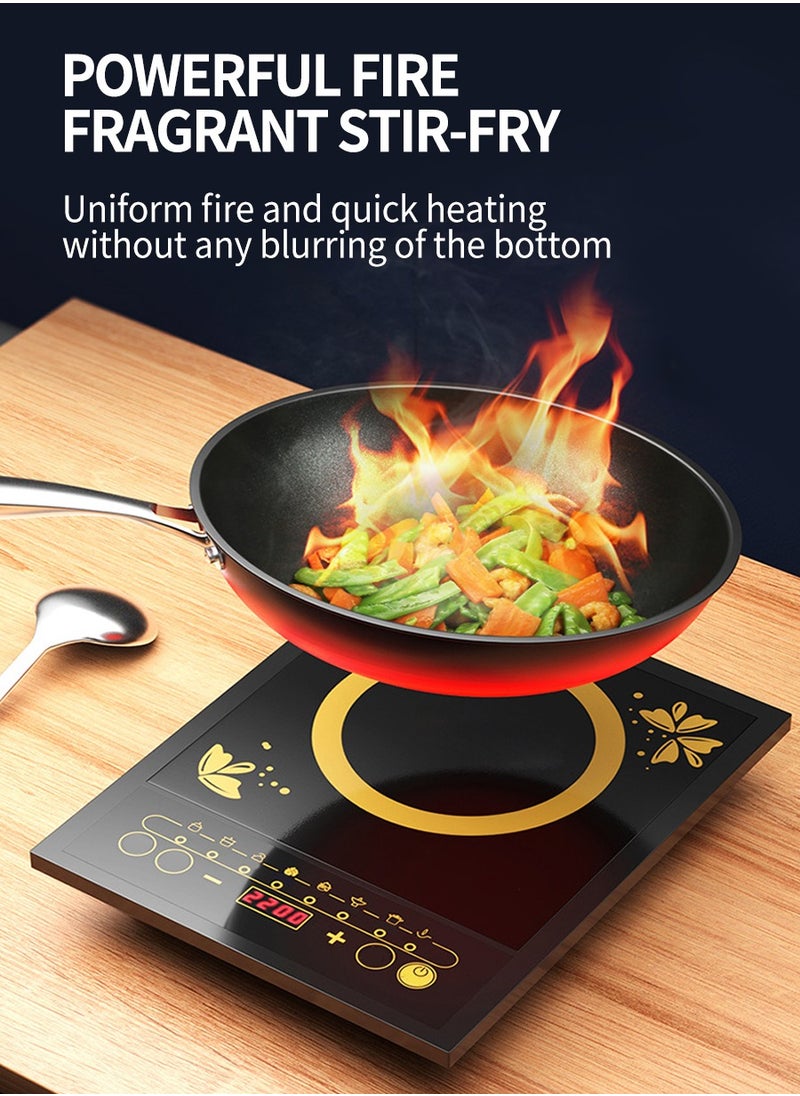 Beirui - Induction cooktop Infrared induction cooktop 2200W, intelligent temperature control 8 cooking modes, 4-digit LED display, 24-hour preset timer, overheat protection, microcrystalline plate - Image 1
