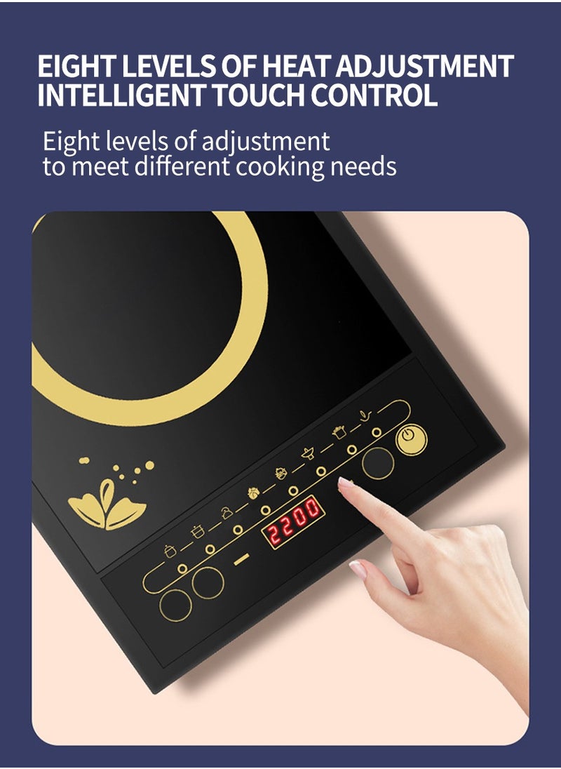 Beirui - Induction cooktop Infrared induction cooktop 2200W, intelligent temperature control 8 cooking modes, 4-digit LED display, 24-hour preset timer, overheat protection, microcrystalline plate - Image 1