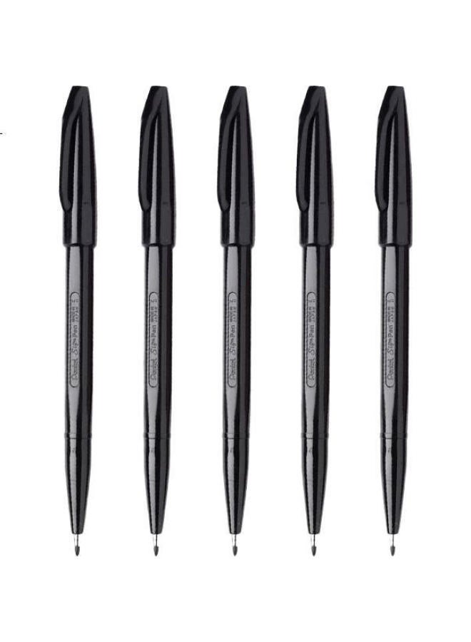 Pentel S520 Black Fine Line Marker Pen Set Of 5 - Image 1