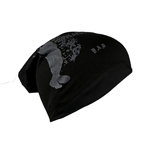 iSWEVEN Cotton Slouchy Beanie and Skull Cap for Summer, Winter, Autumn & Spring Season, Can be Used as a Helmet Cap Too - Free Size (7026A, Black) - Image 2