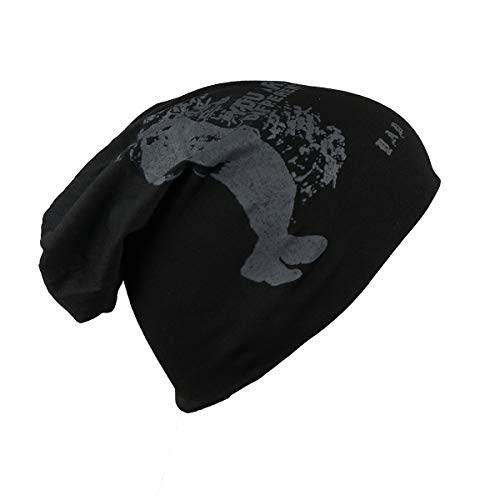 iSWEVEN Cotton Slouchy Beanie and Skull Cap for Summer, Winter, Autumn & Spring Season, Can be Used as a Helmet Cap Too - Free Size (7026A, Black) - Image 1