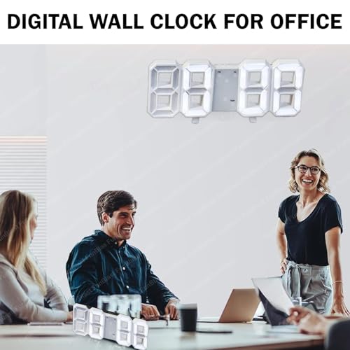 FunBlast 3D LED Digital Wall Clock – Silent Electronic Clock with Time, Date & Temperature Display, Alarm Function & USB Cable (White) - Image 5