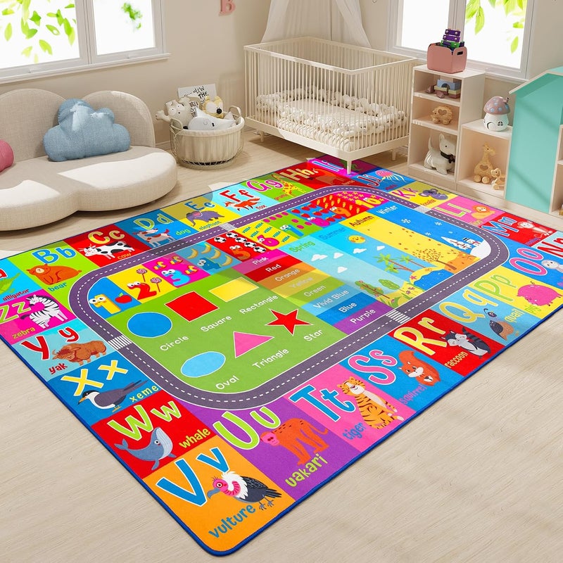 HOMORE Kids Rug, 6x9 Kids Educational Area Rugs for Learning Alphabet, Numbers, Colors, Season and Animal Words, ABC Rugs for Classroom Playroom - Image 5