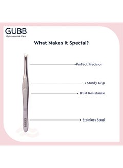 GUBB Metal Flat Tip Tweezer For Women Precision Eyebrow And Upper Lip Hair Removal Professional Stainless Steel Tweezer For Salonquality Grooming Silver Finish Finetipped Precision Tool  - Image 4