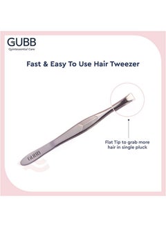 GUBB Metal Flat Tip Tweezer For Women Precision Eyebrow And Upper Lip Hair Removal Professional Stainless Steel Tweezer For Salonquality Grooming Silver Finish Finetipped Precision Tool  - Image 3