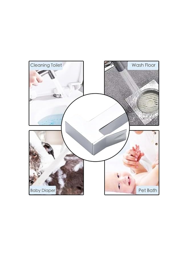 The Bros Shattaf Set, Bidet Sprayer with 1.2 m Hose and Seat, for Shower and Personal Hygiene (Silver) - Image 5