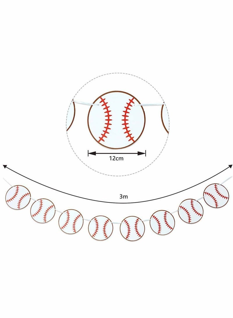 Baseball Banner, 4 Pieces Paper Garland for Sports Theme Party Decorations Baby Shower Birthday Photo Prop Themed Room Decors - Image 2