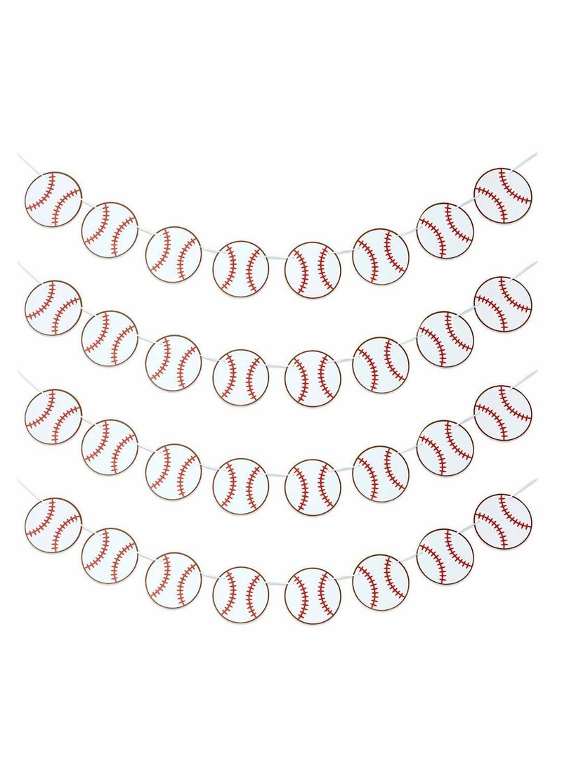 Baseball Banner, 4 Pieces Paper Garland for Sports Theme Party Decorations Baby Shower Birthday Photo Prop Themed Room Decors - Image 1