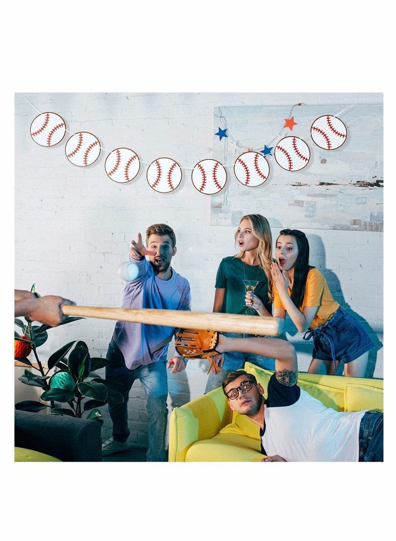 Baseball Banner, 4 Pieces Paper Garland for Sports Theme Party Decorations Baby Shower Birthday Photo Prop Themed Room Decors - Image 3