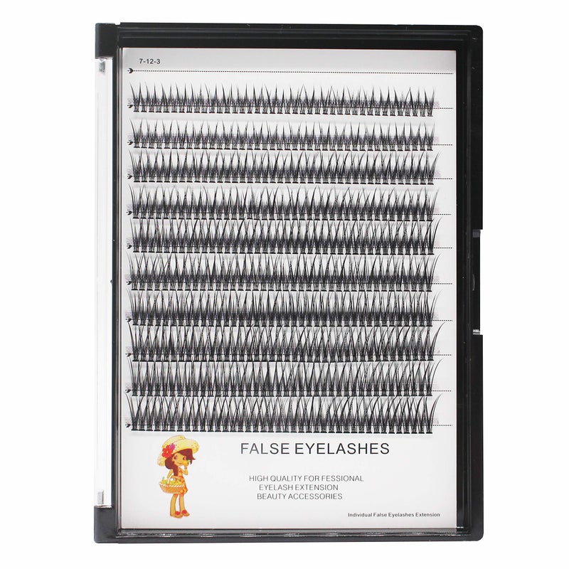 Bodermincer 400pcs D Curl Lash Clusters 8-10-12-14mm/10-12-14-16mm MIX Fish Tail Lash Cluster Premade Volume Lash Fans Volume Lashes Knotted (Black 10-12-14-16mm MIX) - Image 5