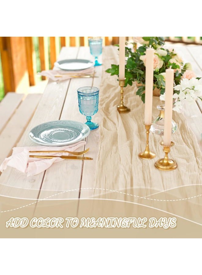 Jamestry 2 Pack Beige Cheesecloth Table Runner, 10Ft Boho Gauze Cheese Cloth Table Runners for Wedding, Party, Dinner, Baby Shower, 120 Inches Long Table Runner for Valentine's Day, Easter, Mother's Day Decor - Image 5