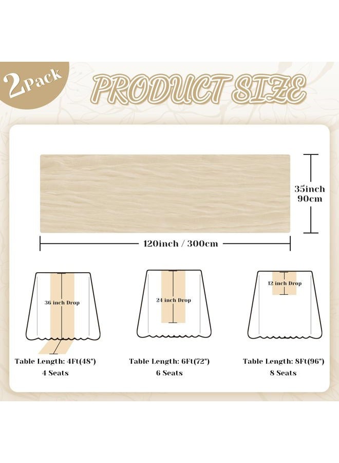 Jamestry 2 Pack Beige Cheesecloth Table Runner, 10Ft Boho Gauze Cheese Cloth Table Runners for Wedding, Party, Dinner, Baby Shower, 120 Inches Long Table Runner for Valentine's Day, Easter, Mother's Day Decor - Image 4