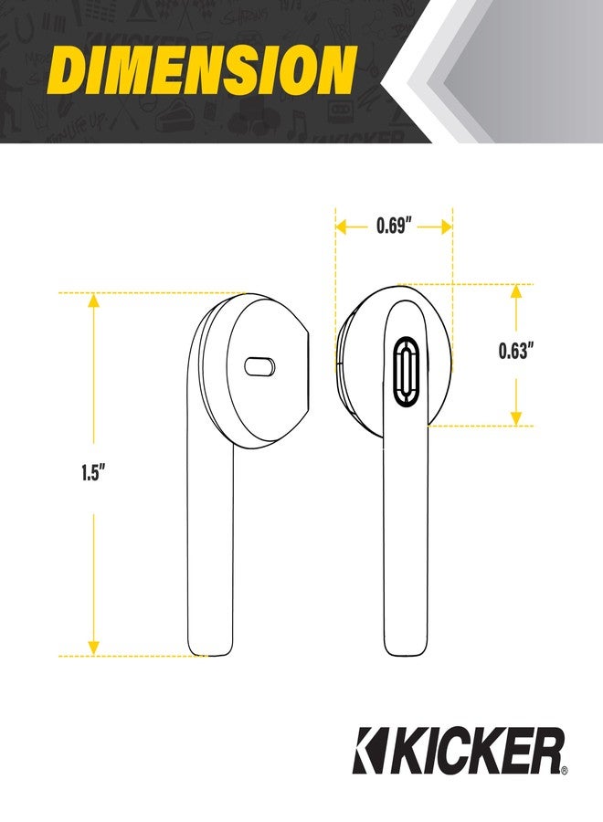 KICKER 50KTW1 True Wireless Earbuds, Bluetooth Earbuds with Microphone, Wireless Earphones for Android and iOS, Fast-Charging Case for USB-C Earbuds with 20 Hours of Playtime - Image 3