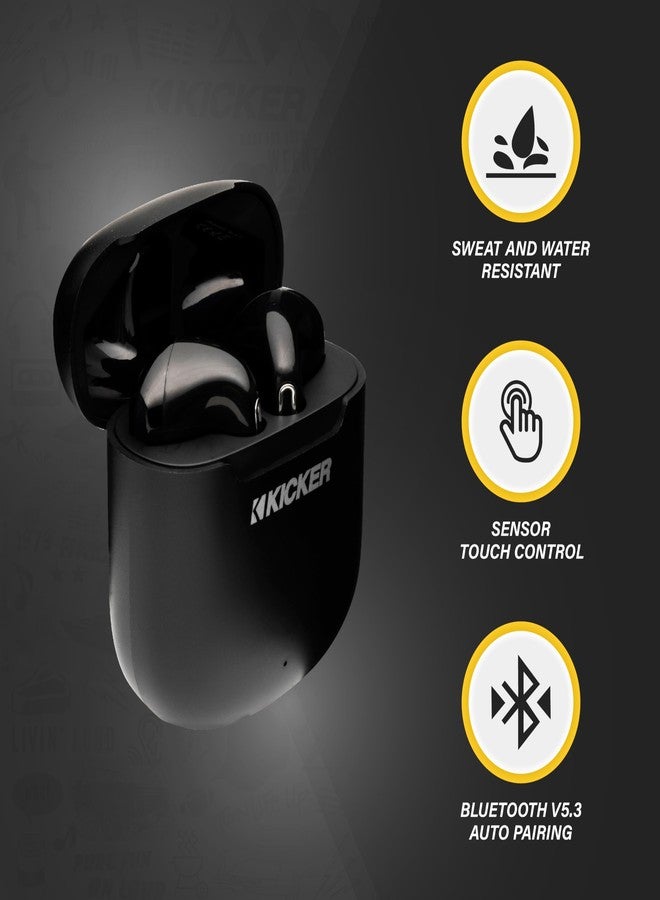 KICKER 50KTW1 True Wireless Earbuds, Bluetooth Earbuds with Microphone, Wireless Earphones for Android and iOS, Fast-Charging Case for USB-C Earbuds with 20 Hours of Playtime - Image 4