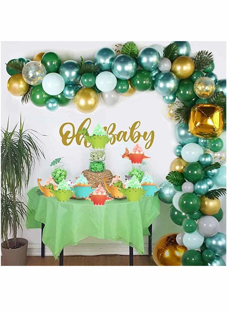 48 Pieces Dinosaur Cupcake Wrappers Toppers Safari Jungle Animal Theme Birthday Party Little Dino Cupcake Decorations for Boys Kids Dinosaur Themed Birthday Party Jurassic World Party Supplies